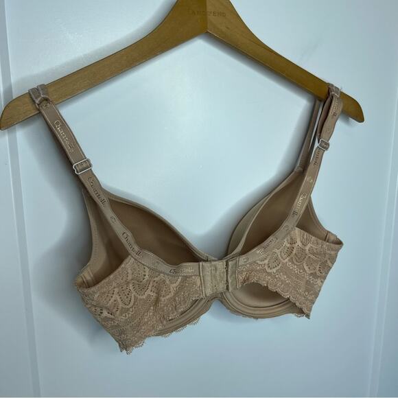 Chantelle Rive Gauche Full Coverage Lace Detail Beige Bra Size 32DDD - Picture 6 of 7